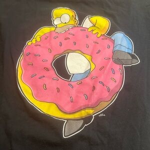 The Simpsons Black T-Shirt with Donut Graphic